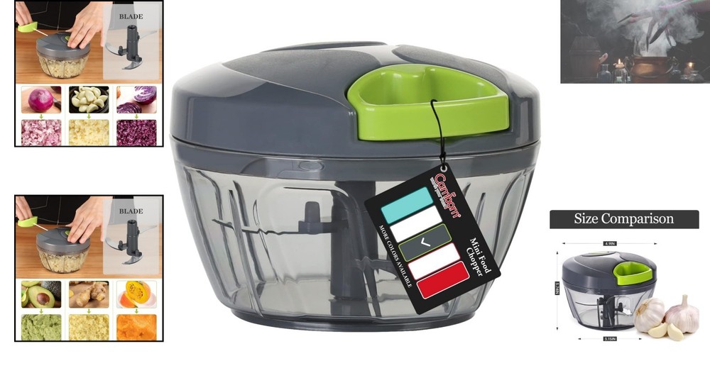 Effortless 500ml Hand-Pulled Vegetable Chopper & Food Prep Tool in Gray
