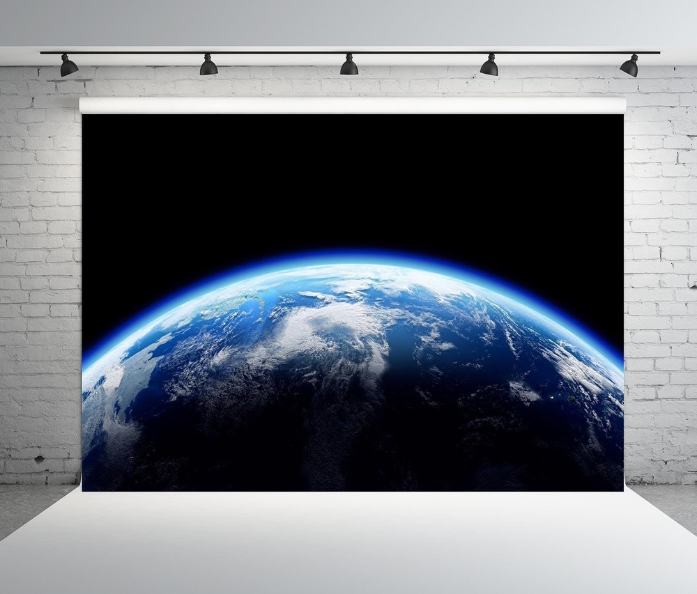 7x5ft Fabric Earth Backdrop Outer Space Universe Background Earth Moon Surfac...