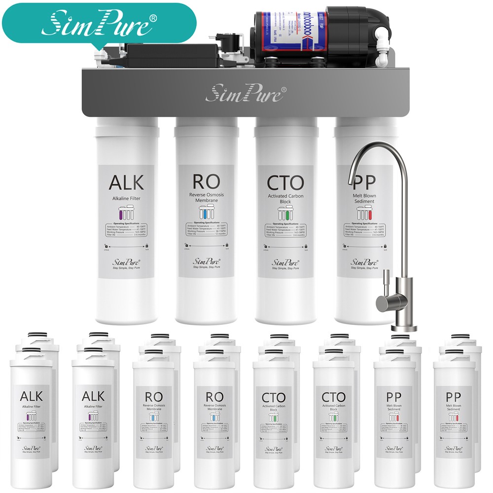 SimPure WP2-400GPD Alkaline pH+ Tankless RO Reverse Osmosis System Purifier