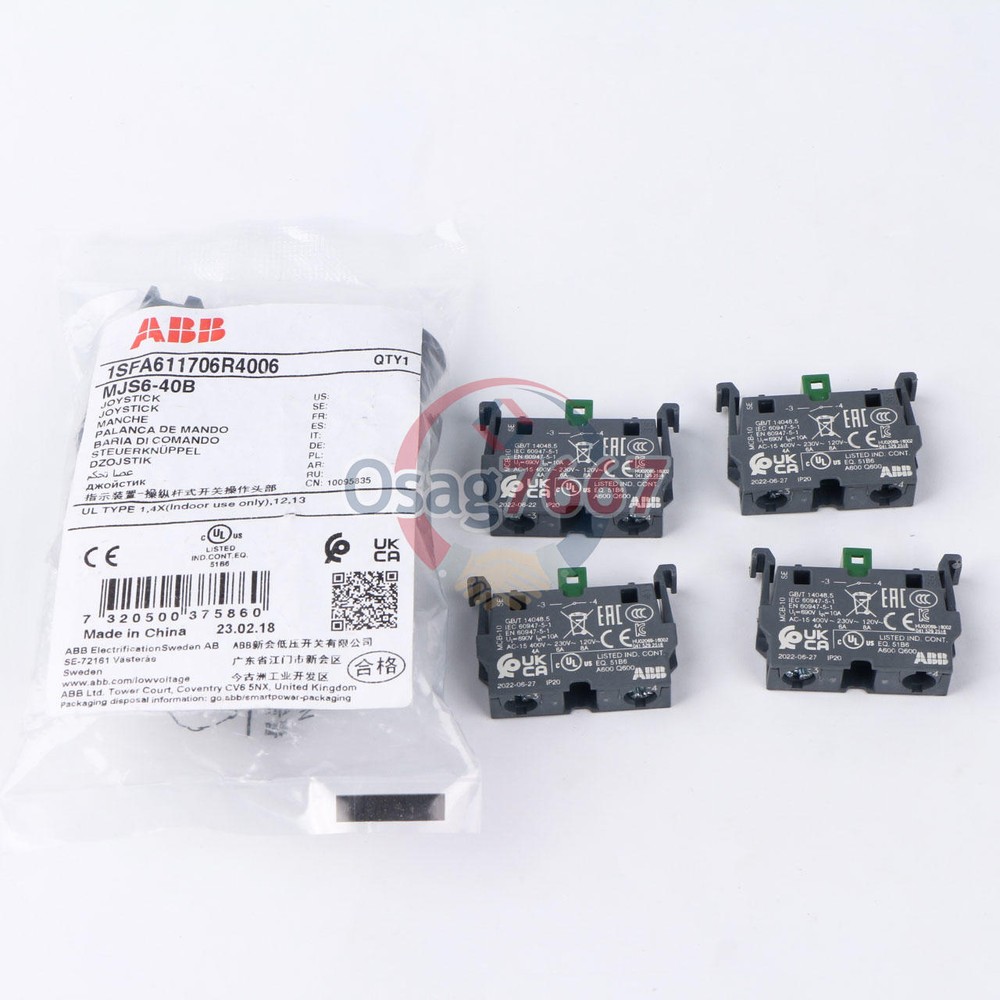 ABB Control Joystick Switch MJS6-40B with 4 MCB-10 Contacts Reset Type NEW