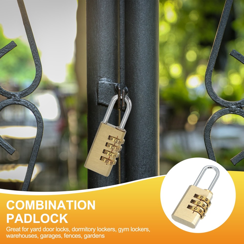 Brass Combination Lock 2.1", 3 Digit Resettable Combination Padlock Gold