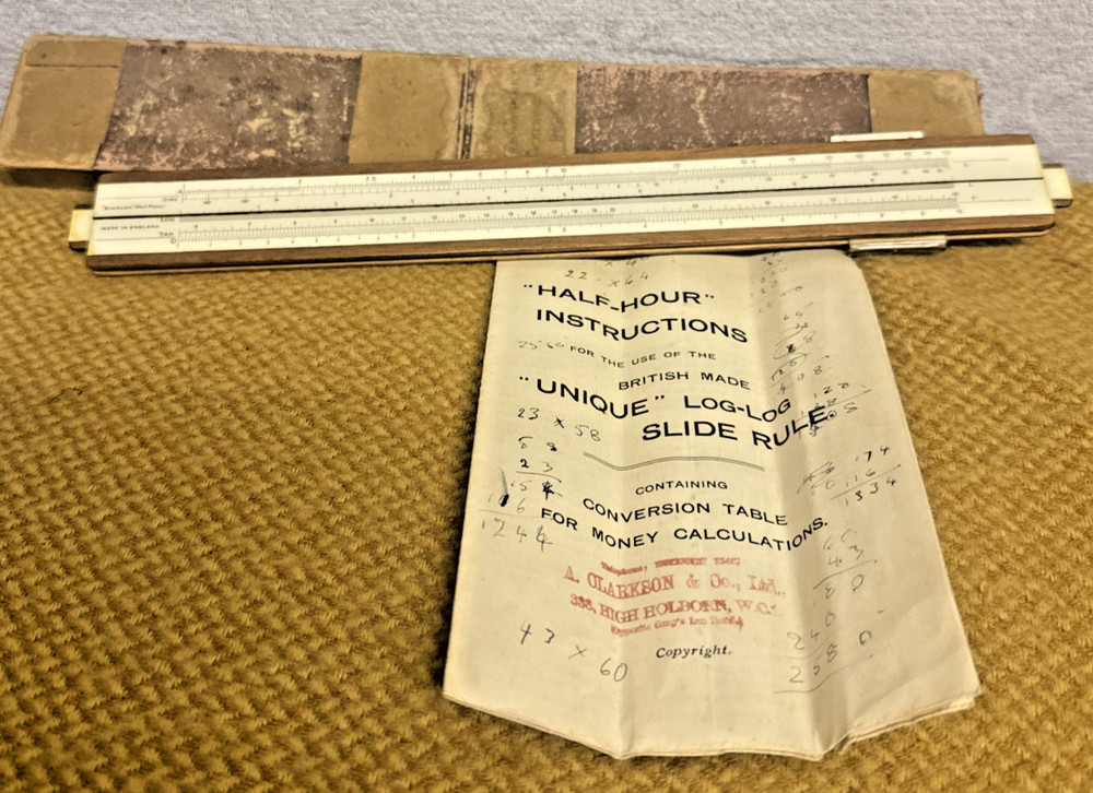 Vintage Unique Log-Log Slide Rule Brighton Boxed British Engineering Calculator