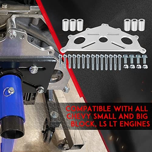 Engine Safe Stand Adapter Plate Compatible with Chevy LS1 Duramax BBC Silver