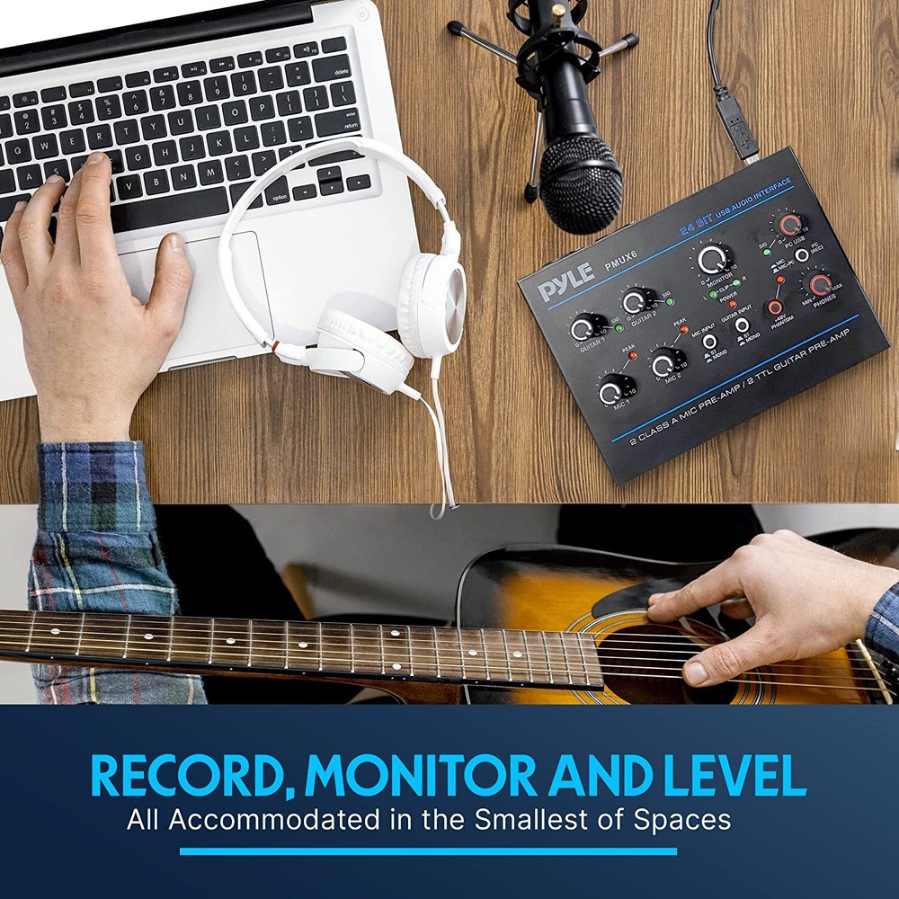 PylePro PMUX6 Pro Usb Audio Interface With Mic/Line