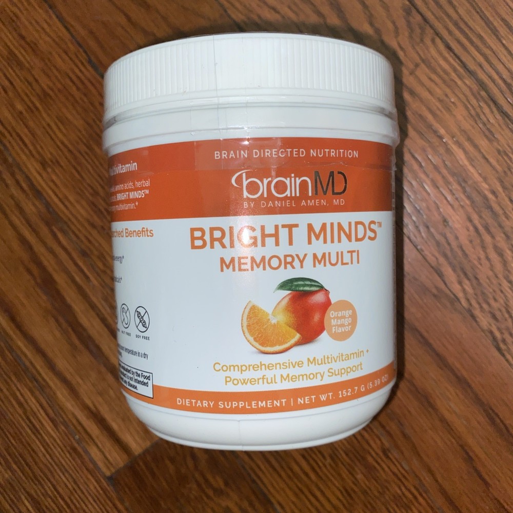 BrainMD Bright Minds Memory Multi Orange Mango 153.6g Free Shipping