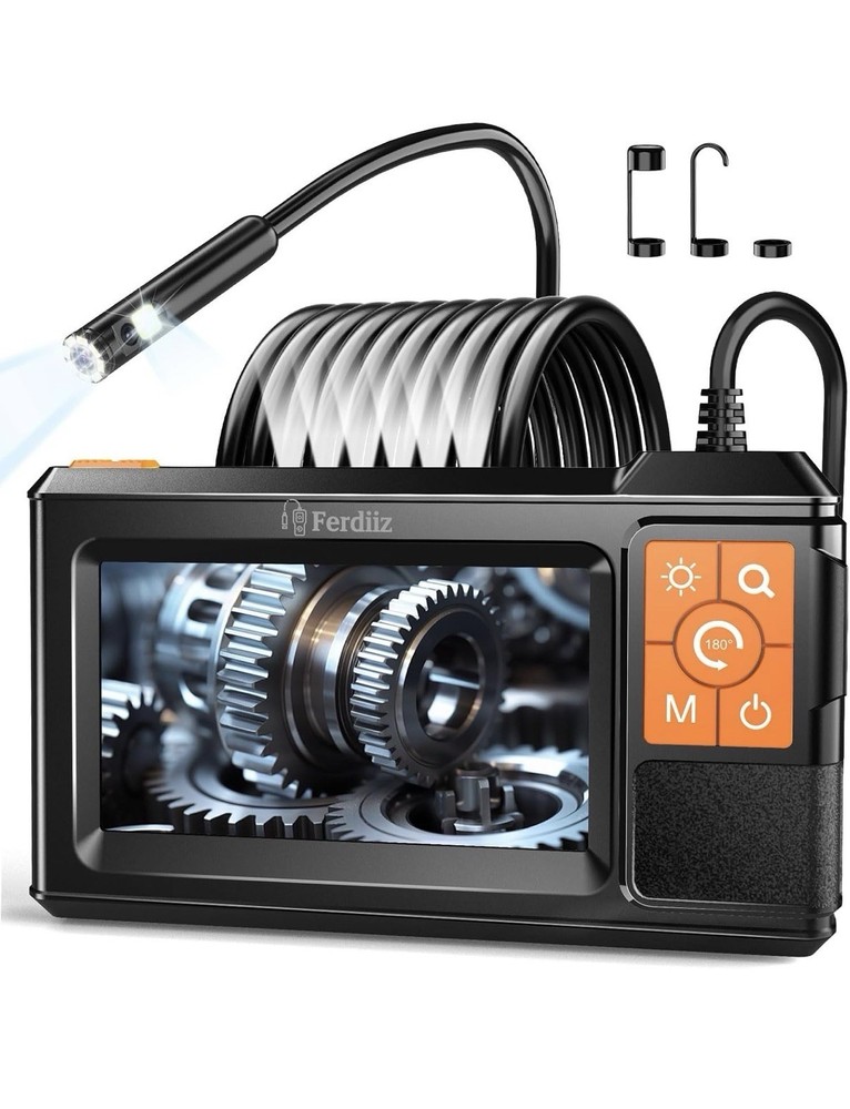 Endoscope Camera with 4.3" IPS Screen,Dual-Lens Borescope with Light,5M