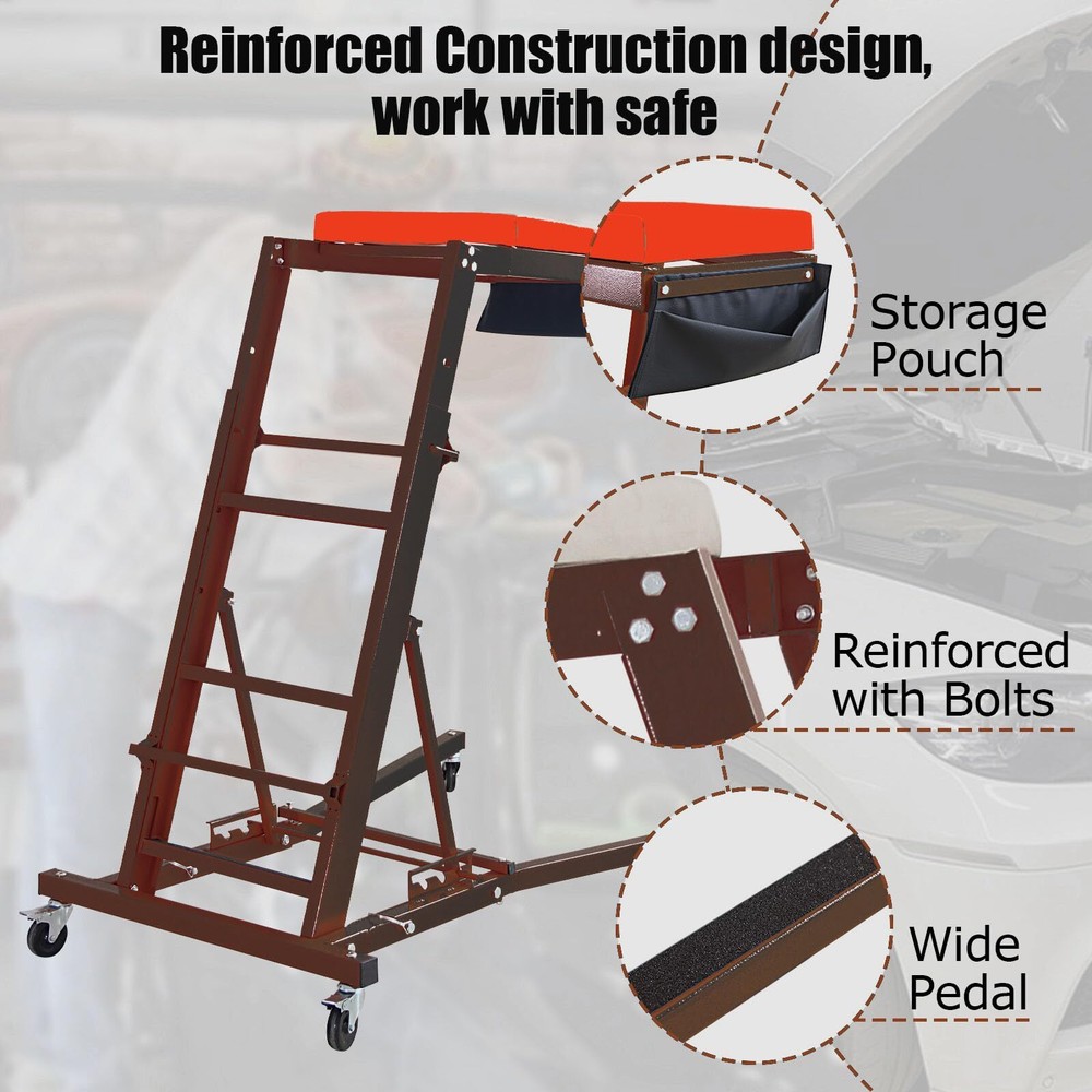 400 lbs Capacity Adjustable Automotive Engine Creeper Thick Padded Deck Foldable