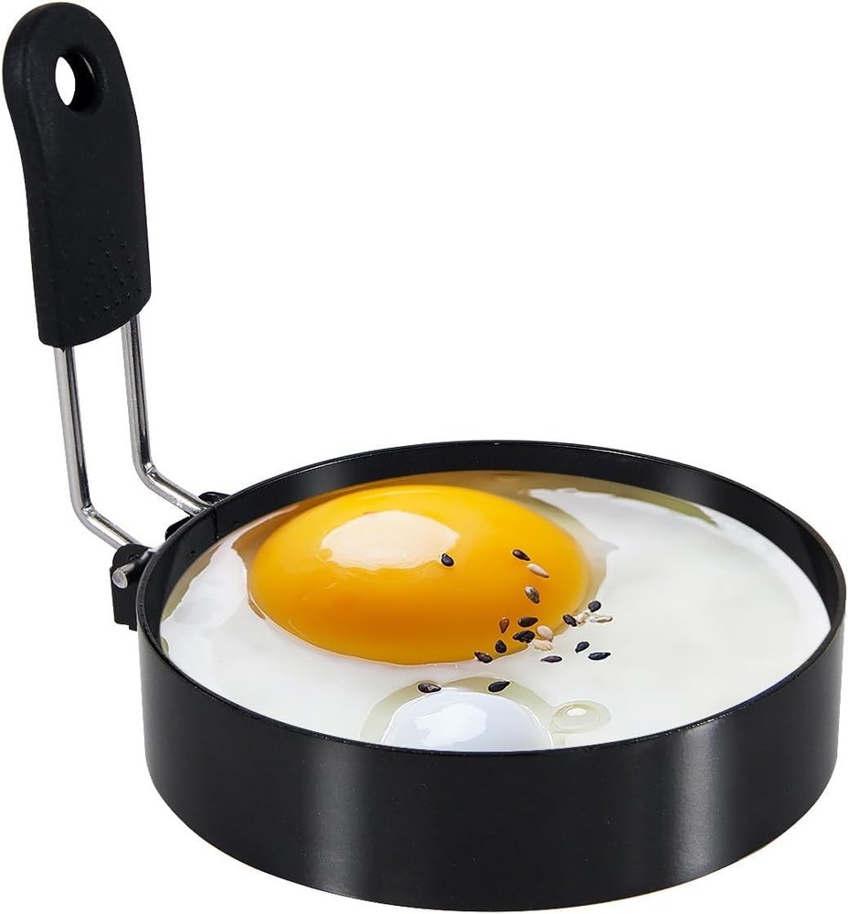 Versatile 3.5'' Egg Ring with Silicone Handle for Perfectly Round Breakfast Eggs