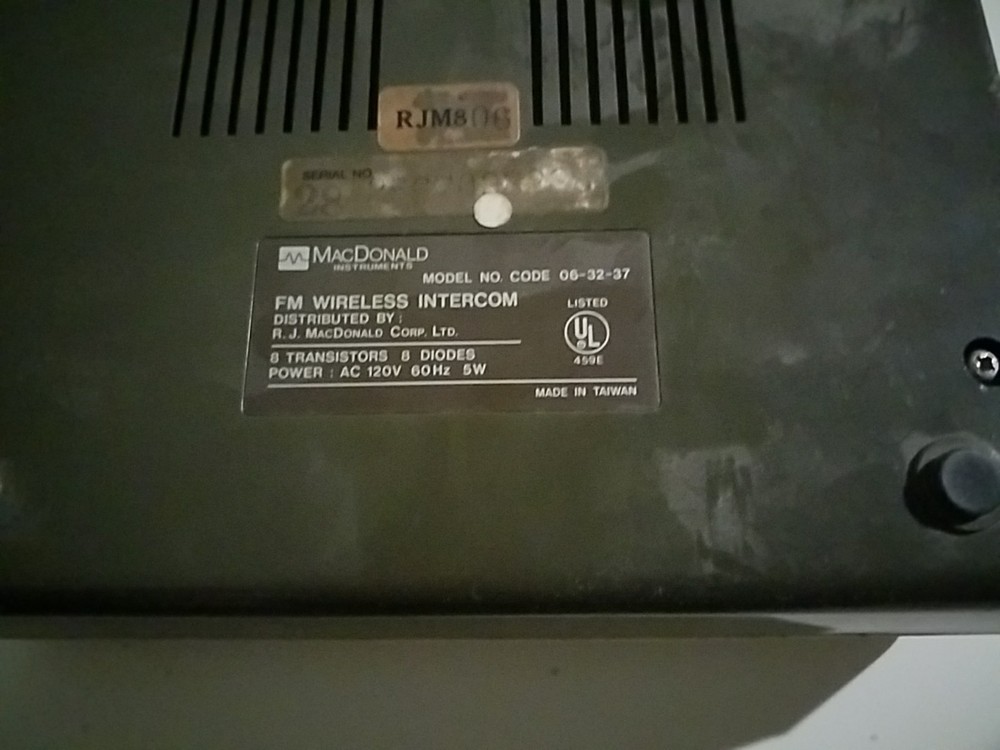 Vintage McDonald Instruments FM Wireless Intercom Model 06-32-37