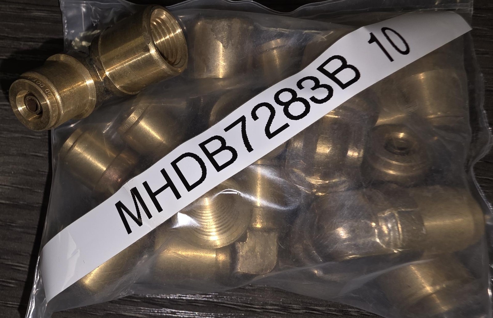 DOT Brass 90 deg Connector Push-Lock Air Brake Fitting 1/4 X 1/4 NPT - (10)