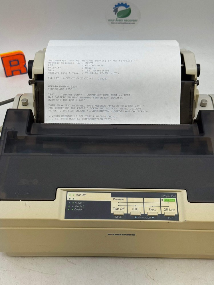 Furuno PP-520 GMDSS Printer Unit w/ Power Cable (Used)