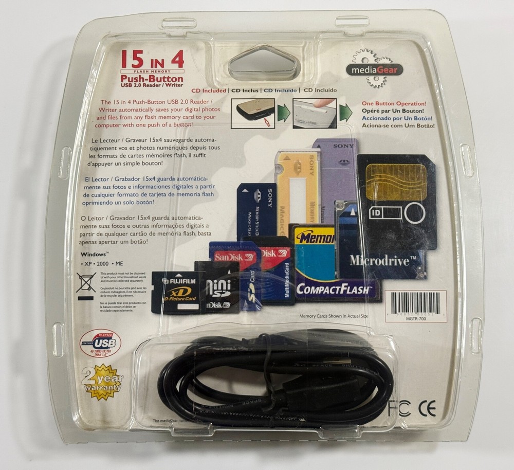 MediaGear 15 in 4 Flash Memory Push-Button USB2.0 Reader/Writer