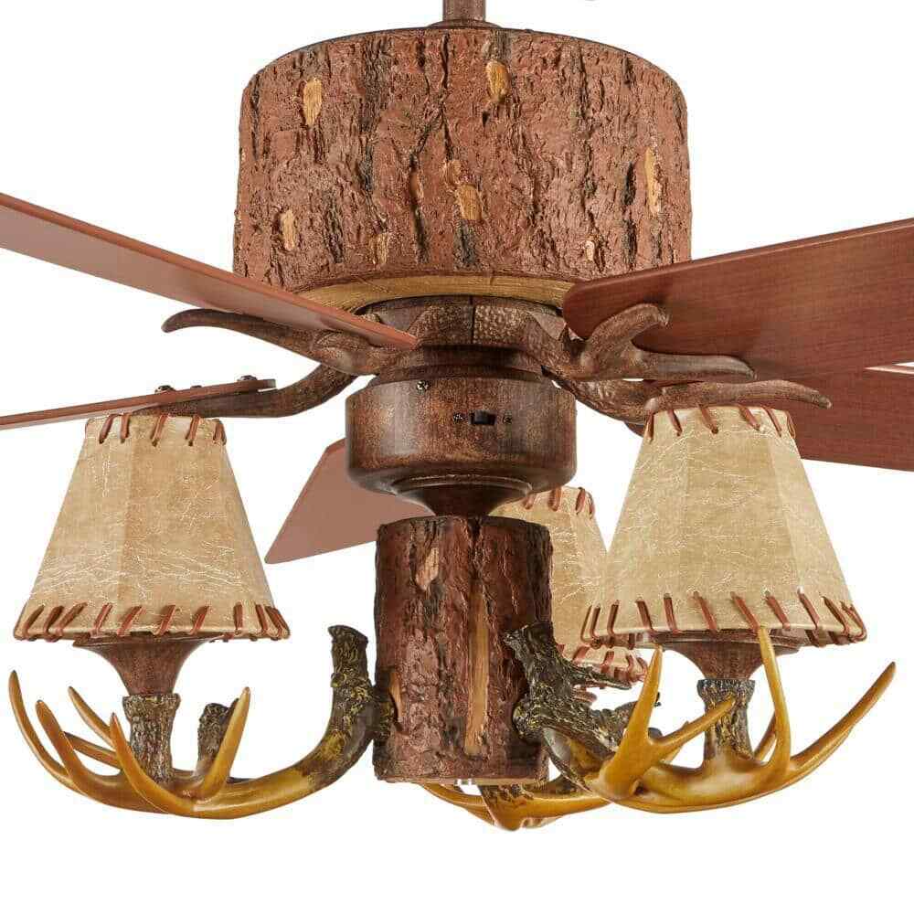 Lodge Ceiling Fan 52 in. Rustic Style Antler Kit LED Nutmeg Light Remote Control