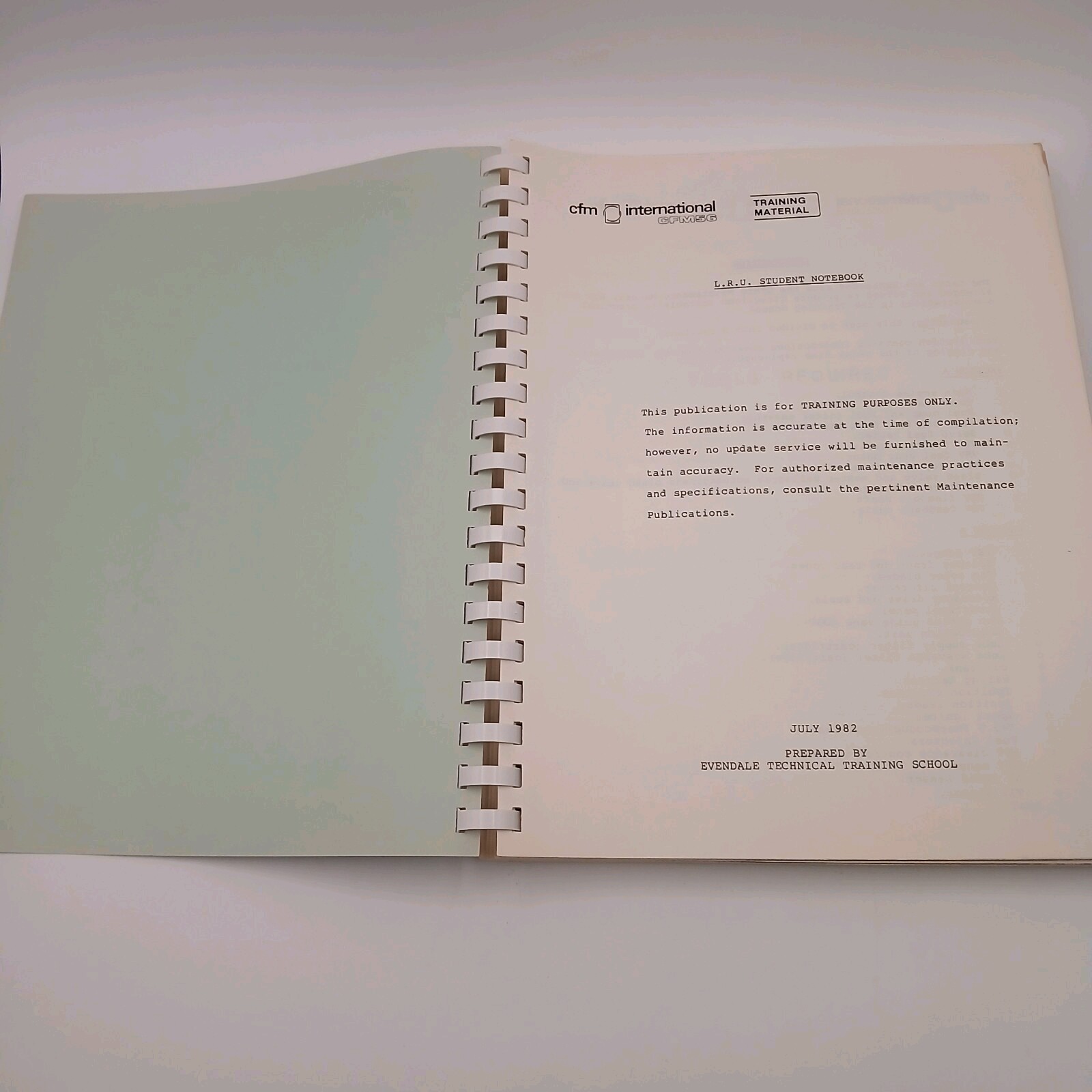 Vintage CFM International CFM56 Line Replaceable Units Students Notebook Manual