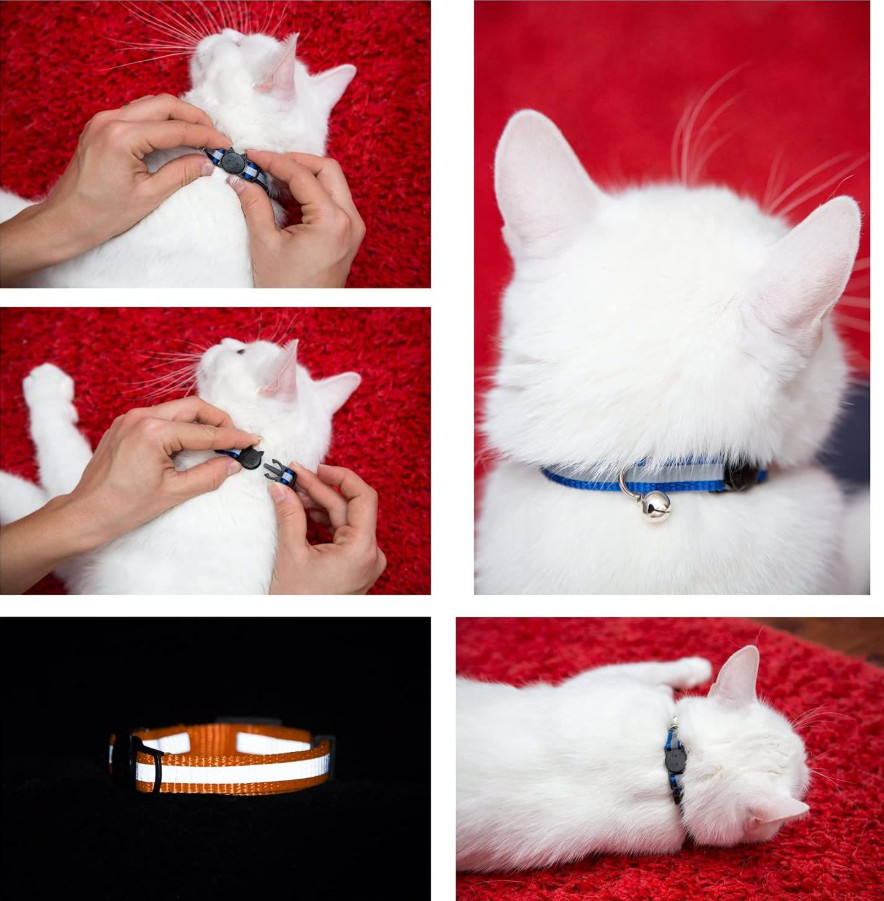 Cat Collar With Bell 6 Pack Durable Breakaway Adjustable Reflective Cat Collars.