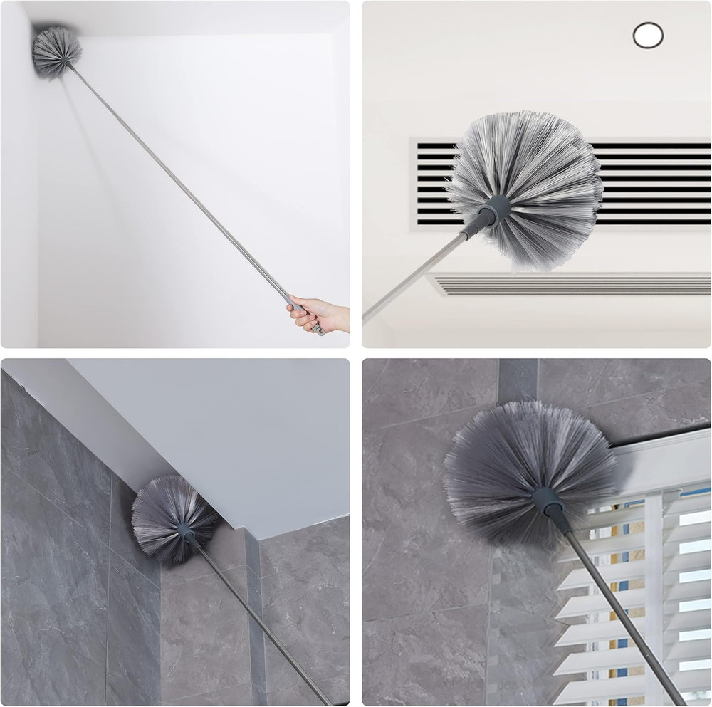Microfiber Feather and Cobweb Duster Set, Bendable Head and 100 inches Extens...