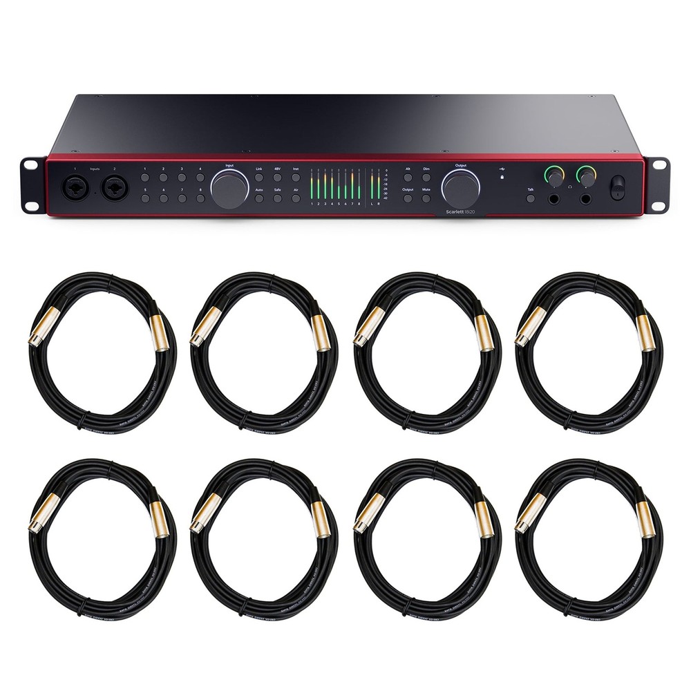 Focusrite Scarlett 18i20 (4th Gen) USB Interface Bundle with with XLR Cables