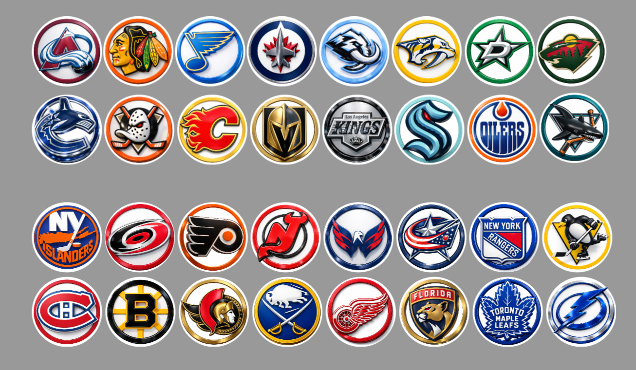 NEW Handmade Hockey Team Magnets 2" FULL SET/ALL 32 TEAMS.  For Fan Standings