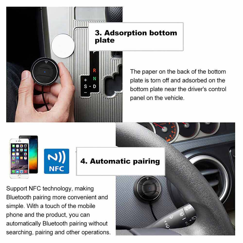 Wireless Bluetooth Car Kit Handsfree Music Receiver NFC AUX