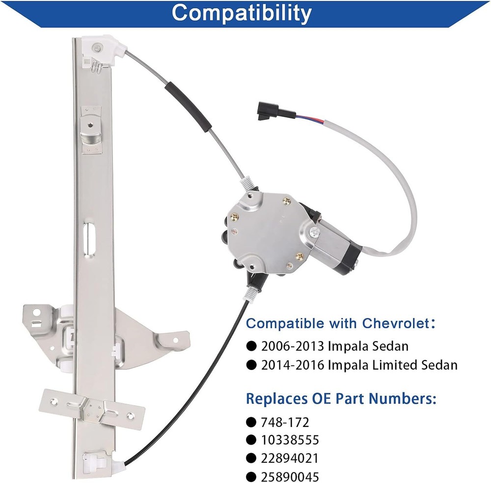 Power Window Regulator for 2006-2013 Chevy Impala Front Left Right w/ Motor Set