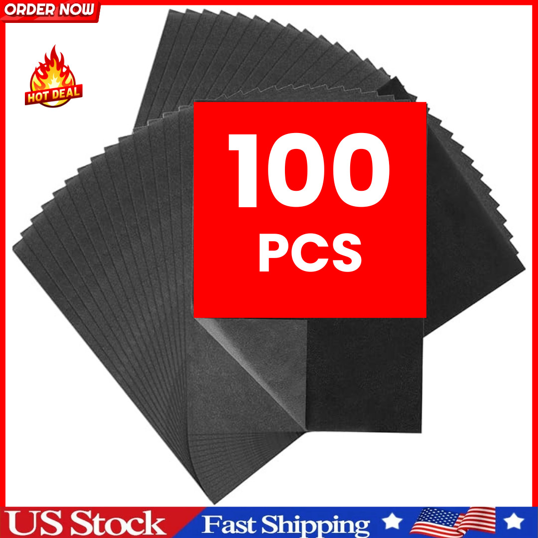 100 Sheets Carbon Paper, Black Graphite Paper for Tracing Patterns onto Wood, Pa