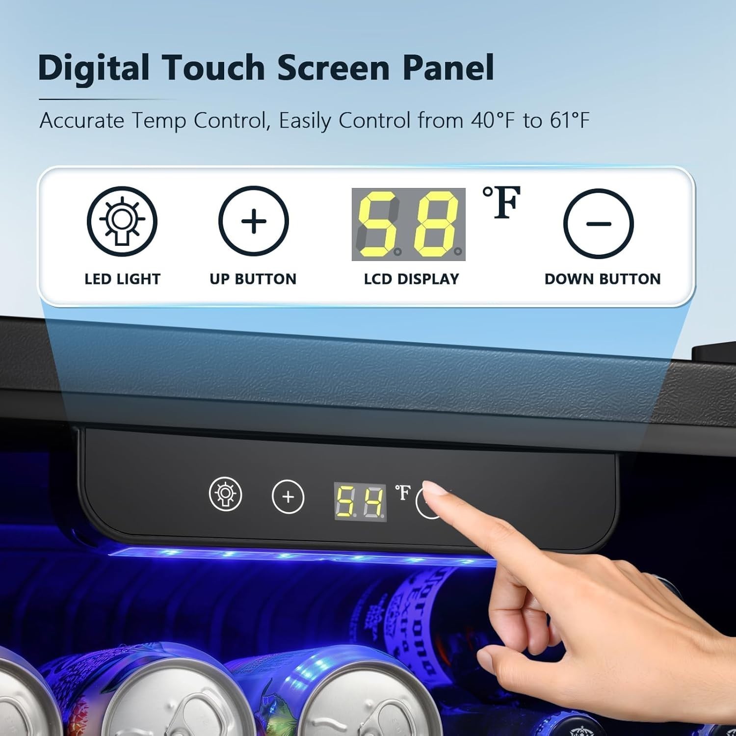 48 Can Mini Fridge Cooler - Beverage Refrigerator Black Glass Door for Beer Soda