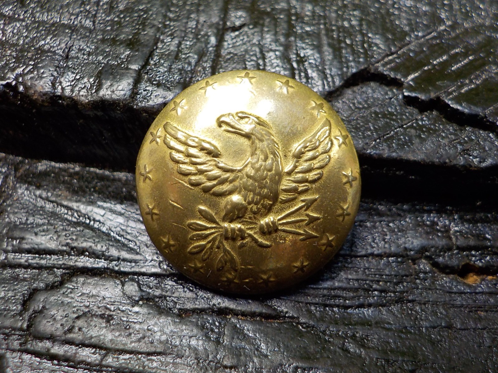 Old Rare Vintage Antique Relic Pre Civil War Militia Officers Coat Button w/Gold