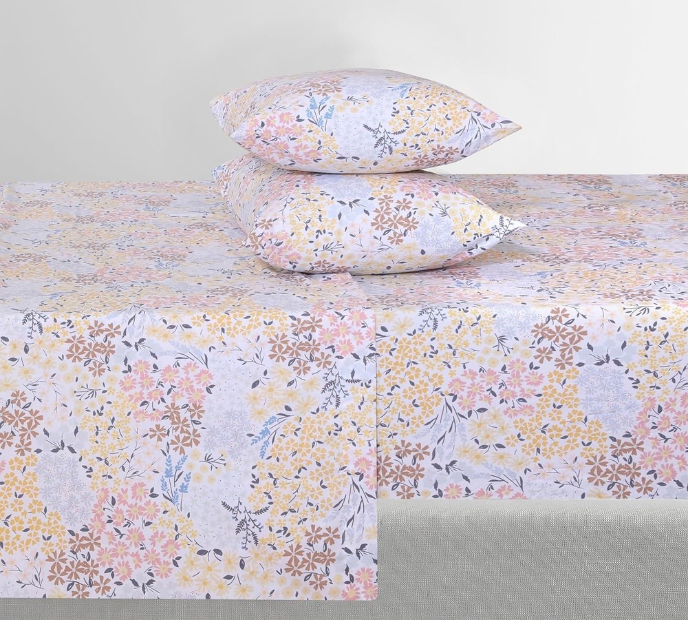Feather & Stitch Softest 100% Cotton Sheets, 300 Thread Count Percale Weave B...