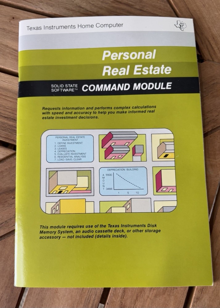 Texas Instruments TI-99/4A Personal Real Estate & Command Module Book