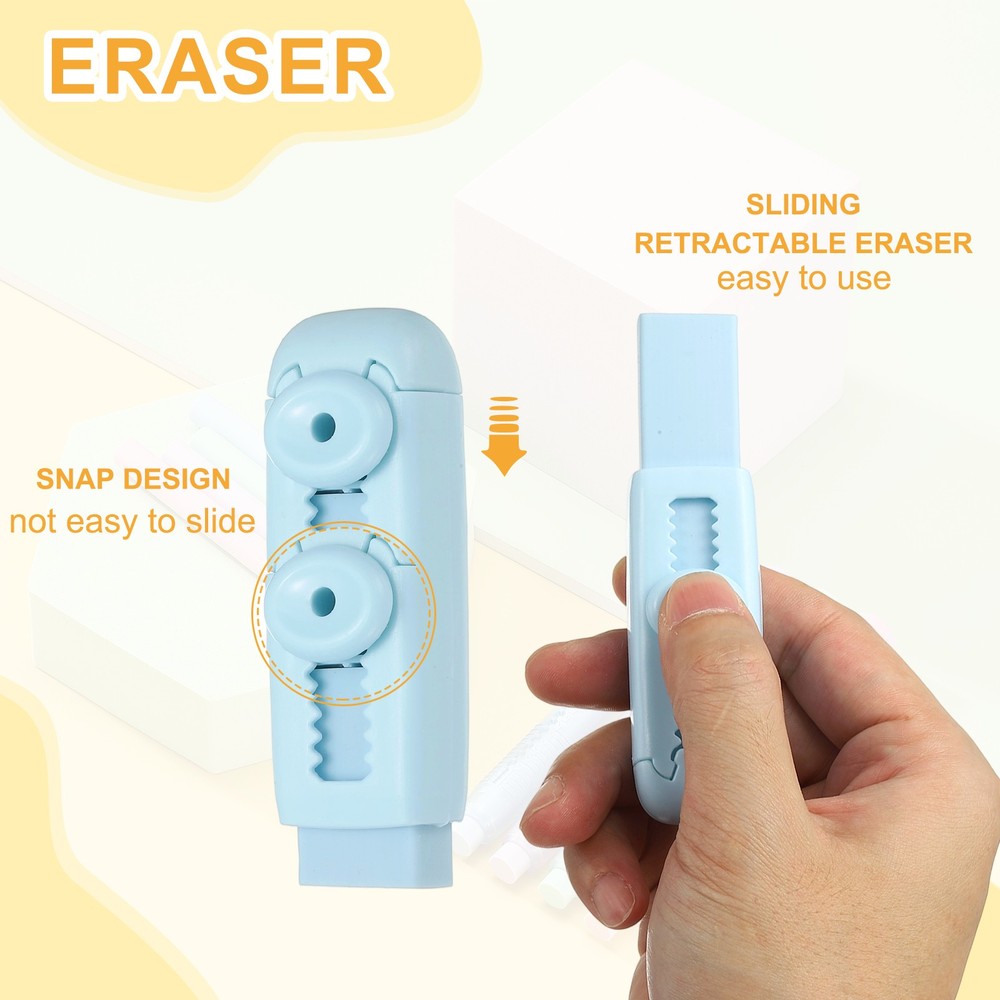 4 Pack Erasers, Pencil Erasers Large Eraser Push Pull Cute Soft, Blue