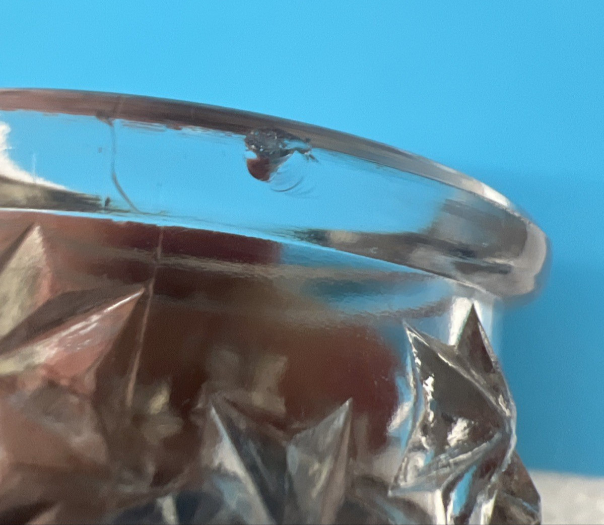 Amazing Raised Star Clear Glass Open Salt Dip 1 7/8 x 7/8 inch Flake