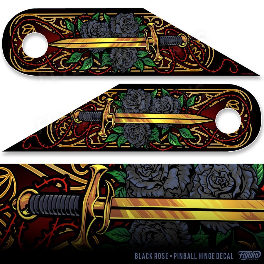 Black Rose Hinge Decal Set