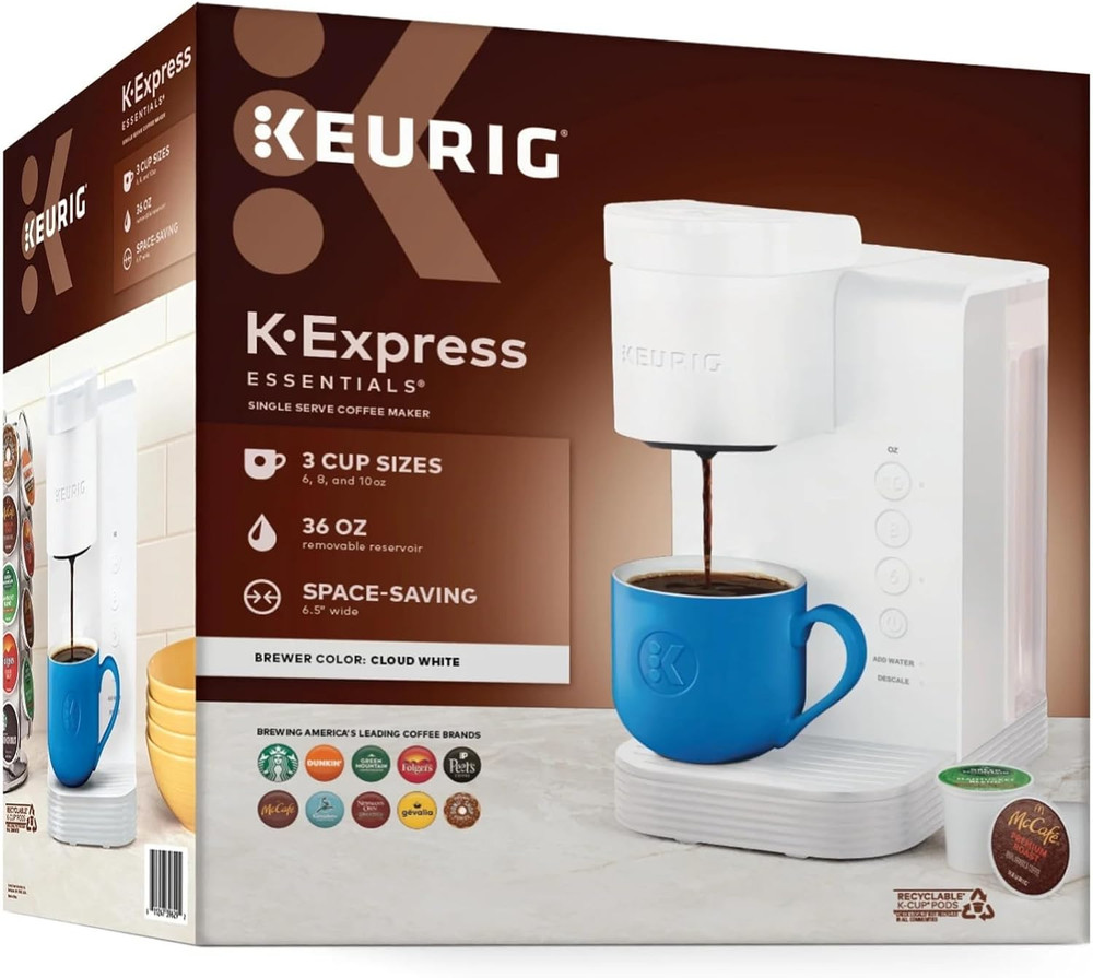 K-Express Essentials Single-Serve K-Cup Pod Coffee Maker (Cloud White)