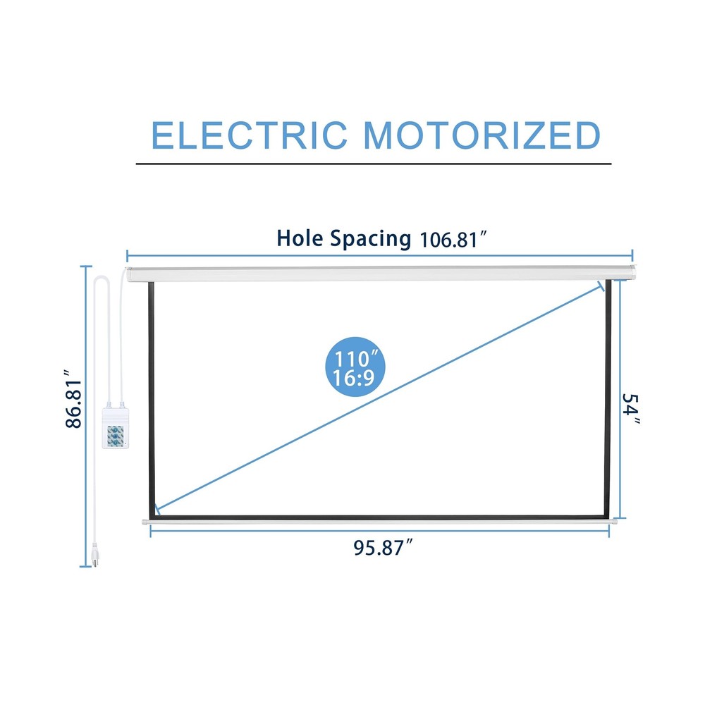 Kayle 110" Motorized Projector Screen Electric Diagonal Automatic Projection ...
