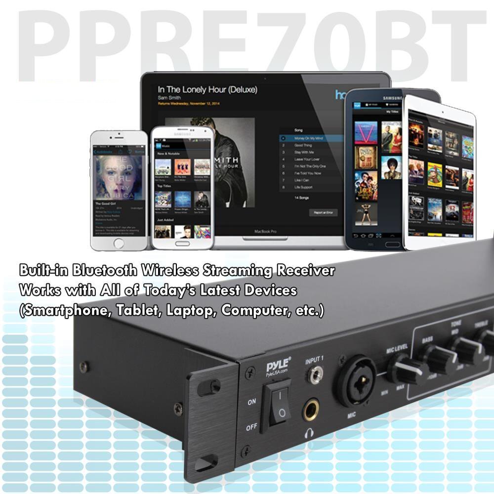 Pyle Pro Audio Bluetooth Preamplifier Receiver System-Digital Rack Mount