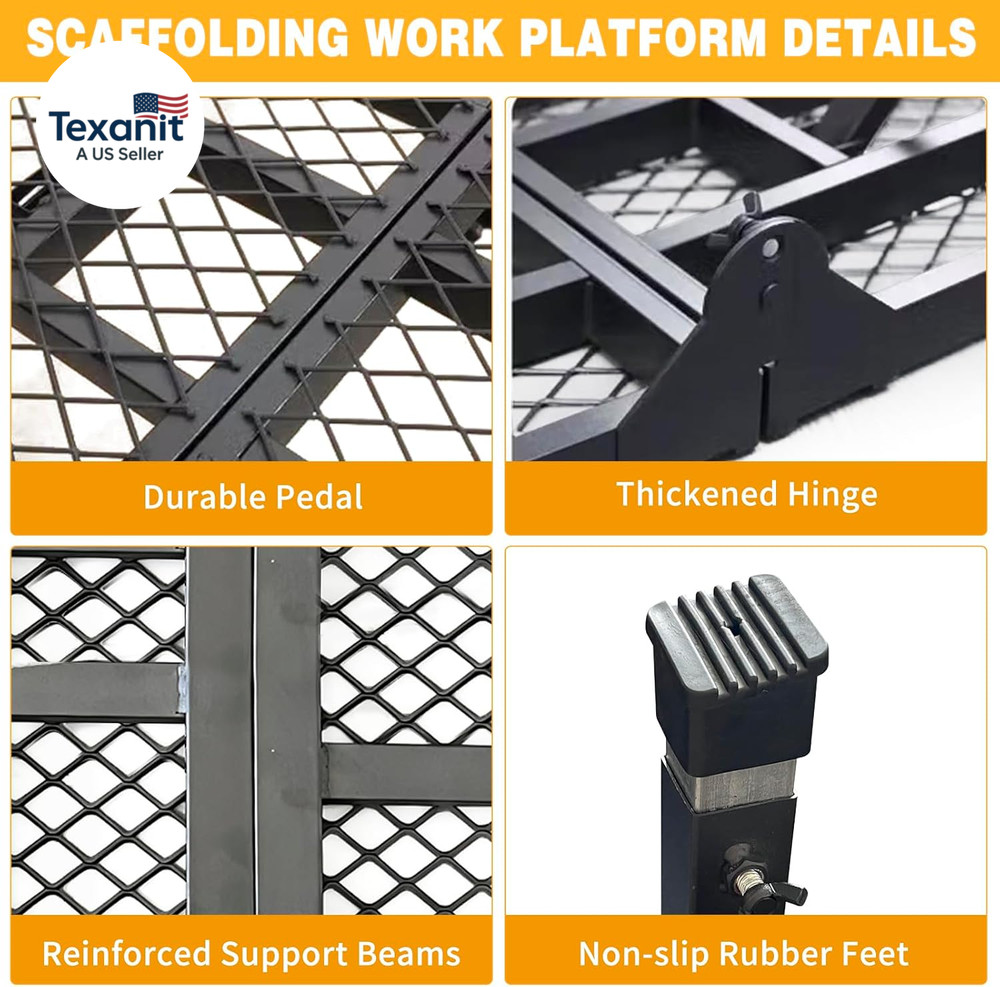 Scaffolding Work Platform, 29.9" to 47.2" Height Adjustable Work Platform, Folda