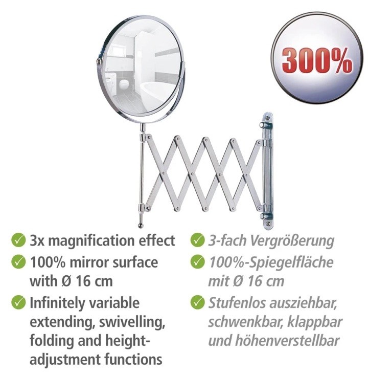 Wall Mirror With Telescopic Arm