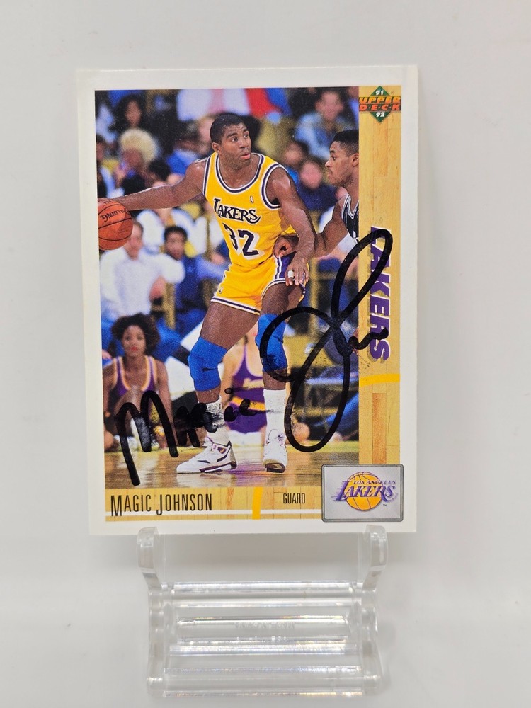 Magic Johnson Signed Card Upper Deck 1991-92 On Card Autograph