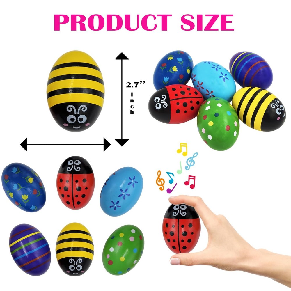 Chochkees 24-Pack Large Smooth Painted Wooden Easter Eggs with