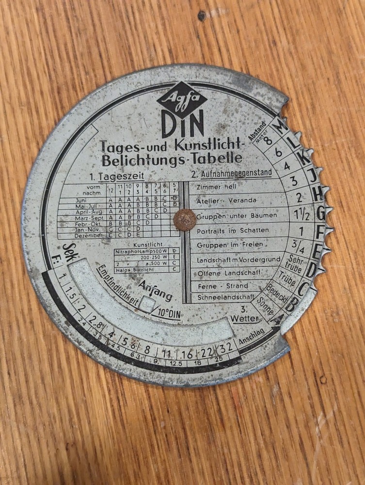 WW2 Agfa Aperture Light Exposure Slide Table German Camera Daylight Meter Trophy
