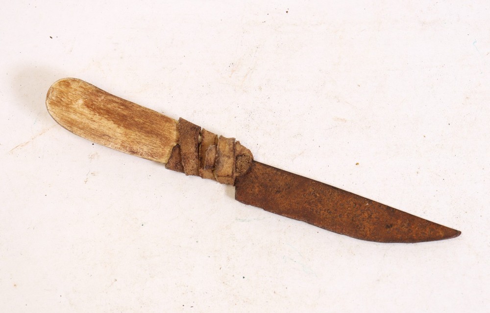 Three Vintage Knives with Rawhide Parfleche Sheaths