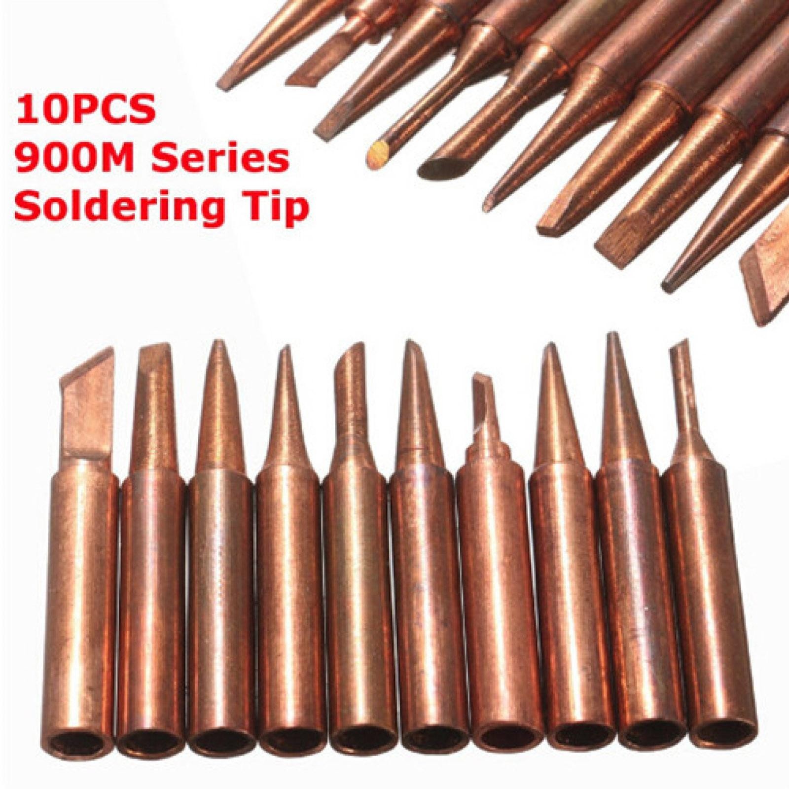 10Pcs 900M-T Soldering Tip Pure Copper Tip Electric Iron Head Series Solder Tool