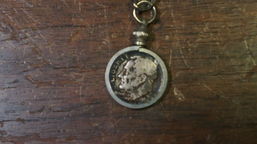 1964 SILVER DIME CIRCULATED KEY CHAIN