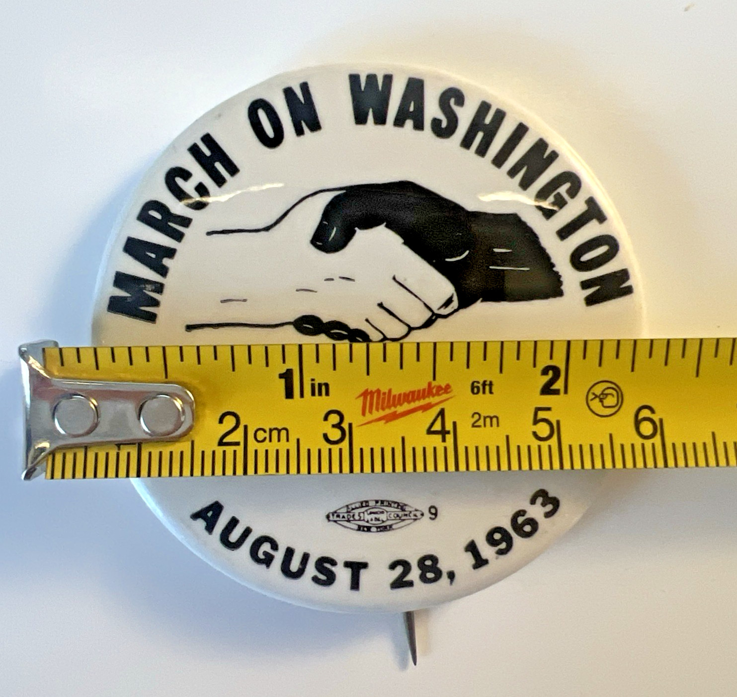 Original March On Washington For Jobs & Freedom Aug 28, 1963 MLK Jr. Pinback 2.2