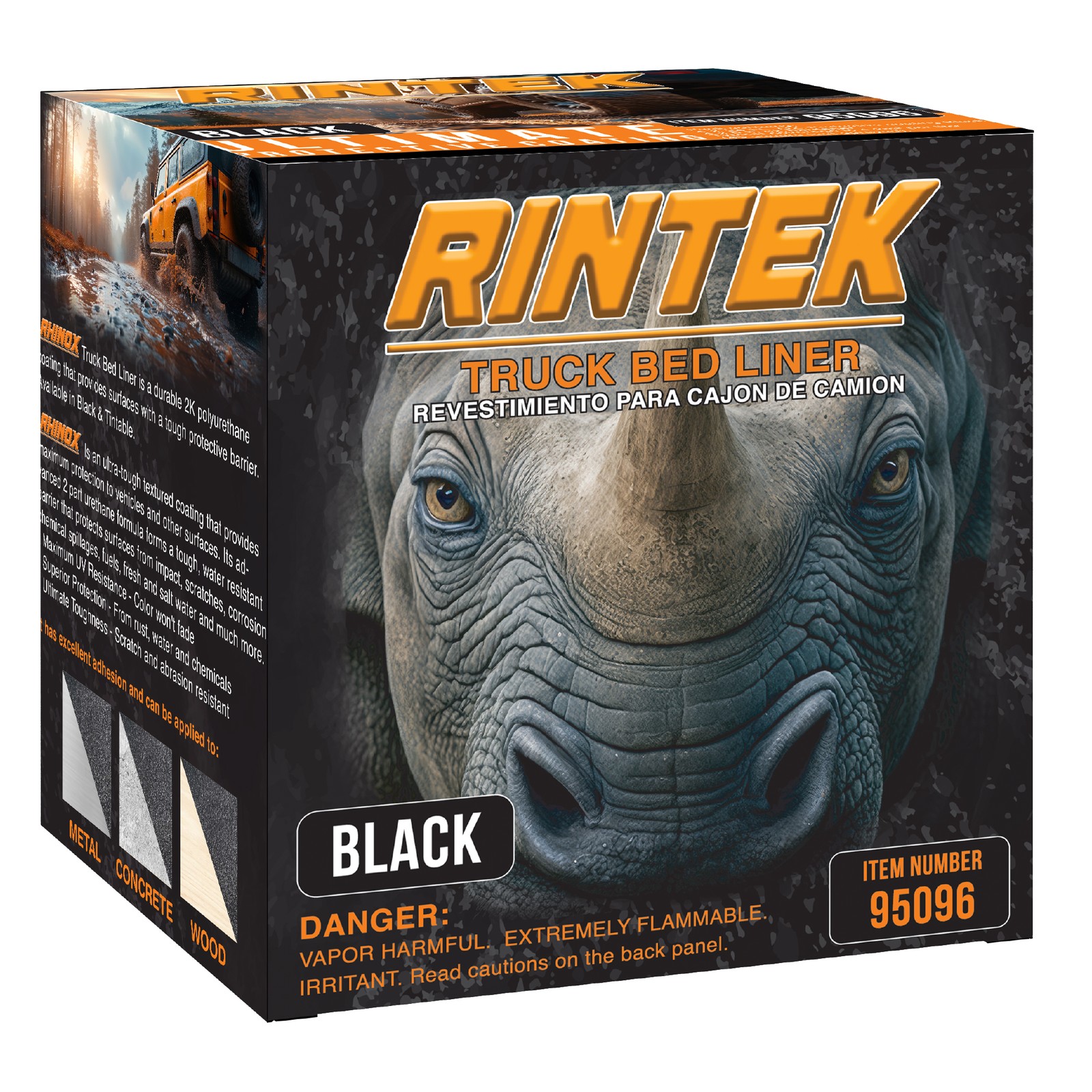 Rintek Black 1 Gal Bed Liner Kit 4 Liners 4 Hardeners + Spray Gun | 3:1 Mix