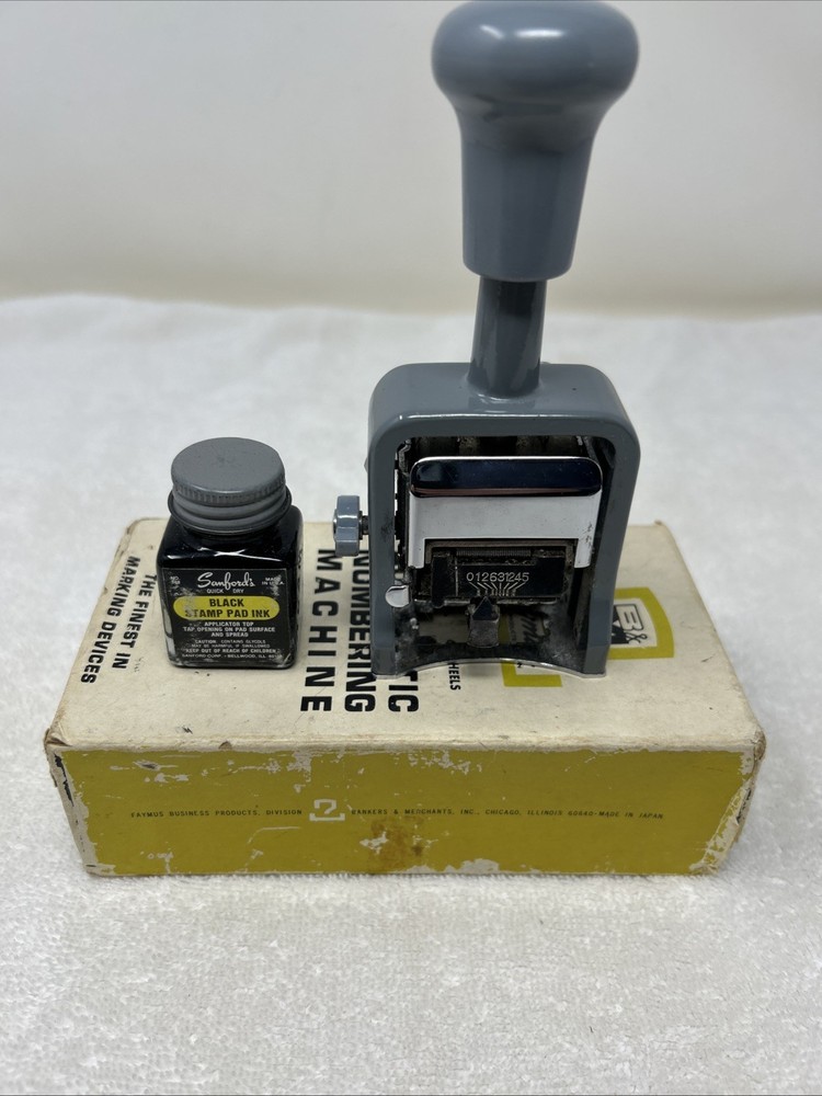 Faymus Automatic Numbering Machine Numerator Model 6 Wheels UNTESTED‼️