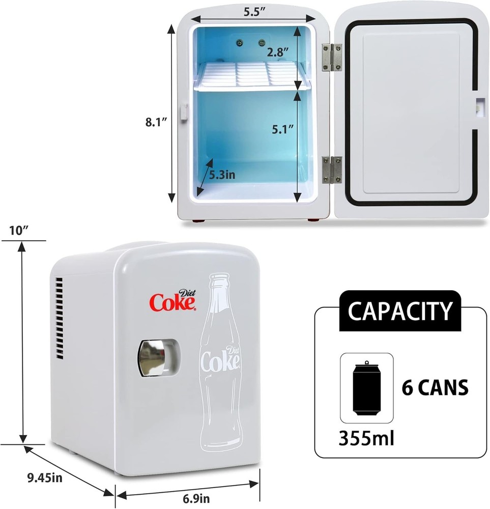 Chic Coca-Cola Mini Fridge: Cute Compact Beverage Storage - Silent Operation