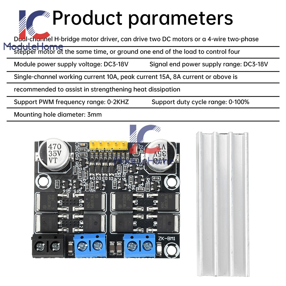 DC 3-18V 10A PWM DC Motor Speed Controller, Forward/ Reverse Motor Driver Module