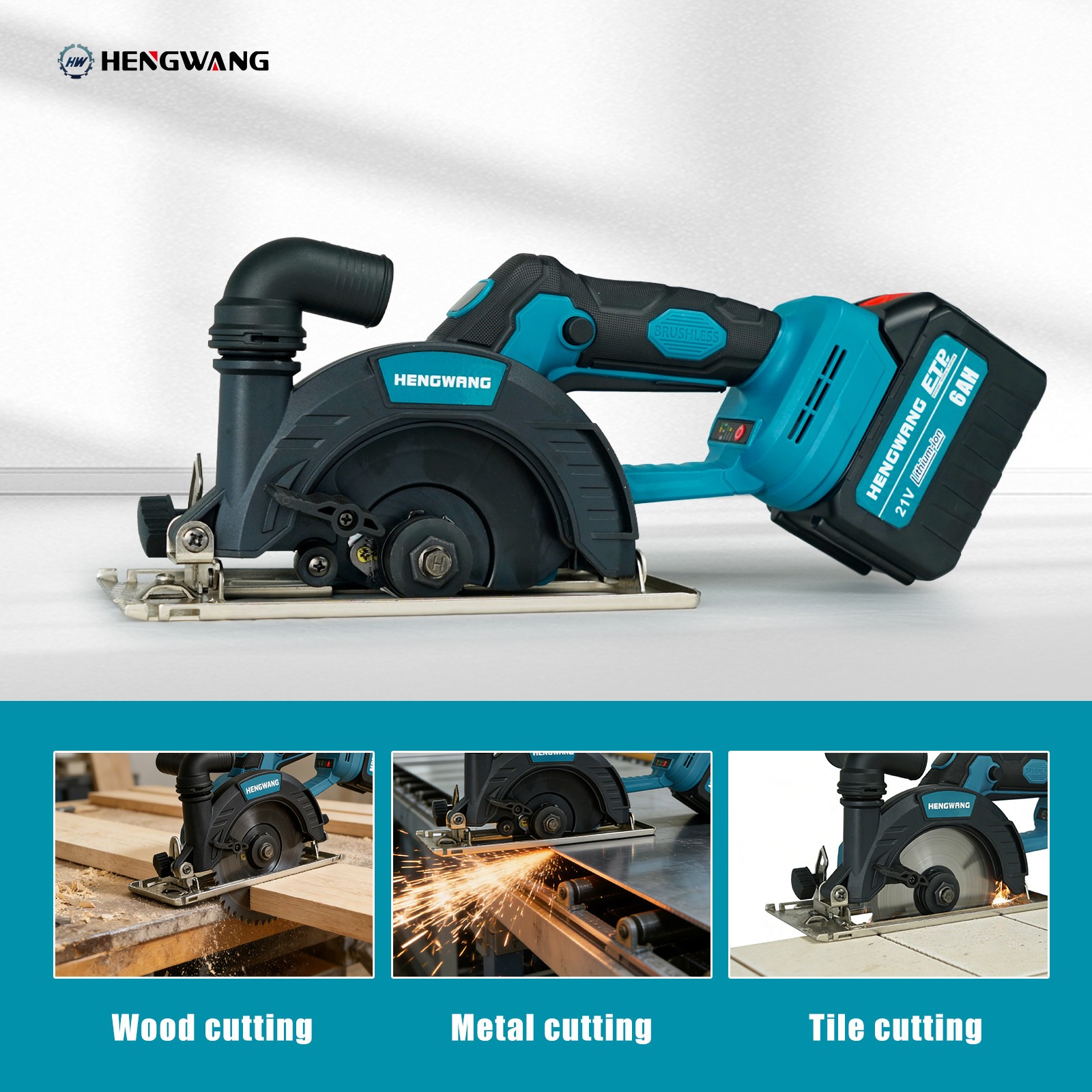 21V 6-1/2 inch Cordless Circular Saw with Two Batteries Two saw blades brand new