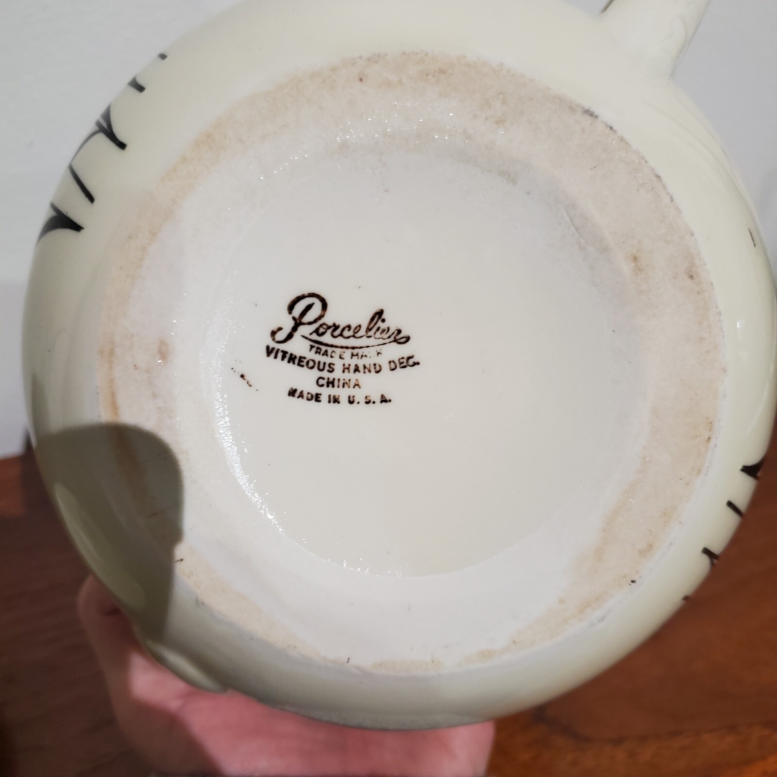 Vintage Porcelier Trademark Vitreous Hand Dec. China White Red Cat Tails Teapot